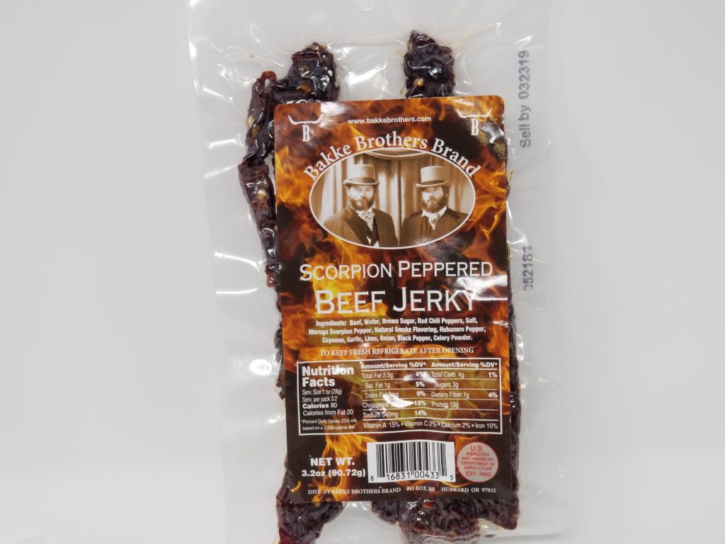 Bakke Brothers Scorpion Peppered Hot Beef Jerky 3.2oz